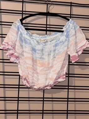 Ocean Drive Pastel Stripe Off-Shoulder Crop Top